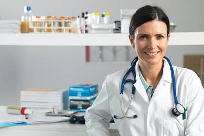 Doctor at desk awaiting patient